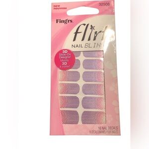NWT Fing’rs Flirt Nail Bling 3D stick on mail art design decals Pink Purple Gold